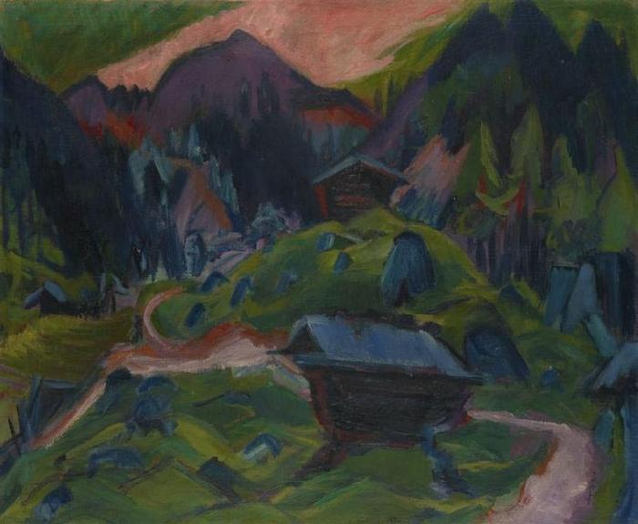 Ernst Ludwig Kirchner Kummeralp Mountain and Two Sheds Germany oil painting art